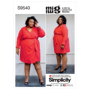 Patrón de costura Simplicity S9540 R11372 Vestido MIMI G Talla grande 18W-26W SIN CORTAR