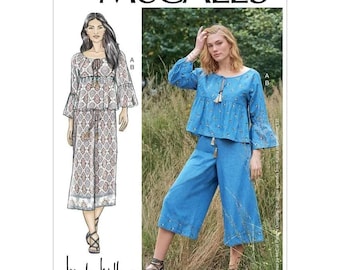 McCalls M7758 Nicole Miller Misses Top & Pants Sewing Pattern Sizes XS-MED