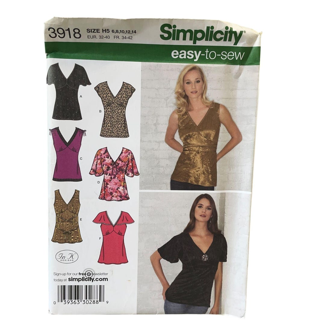 Simplicity Sewing Pattern 3918 Top Sleeveless Miss Size 6-14 - Etsy