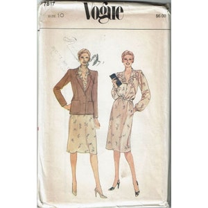 Vogue Sewing Pattern 7817 Dress Jacket Misses Size 10 VTG