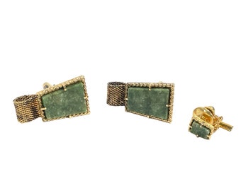 台湾ジュエリー 翡翠カフスボタン＆ネクタイピン オリジナルボックス