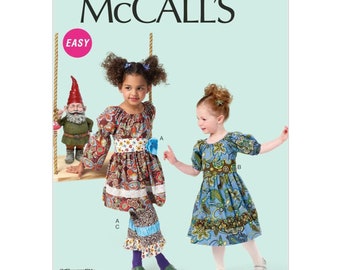 McCall's Sewing Pattern 6594 Girls Tunic Dresses Belts Pants Size 2-5