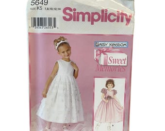 Simplicity Daisy Kingdom Sweet Memories Dress Pattern 5649 Childs Size 7-14