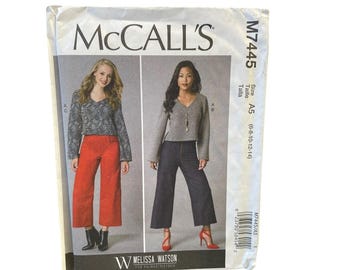 McCall's M7445 Top Pants Wide Leg Cropped A5 (6-8-10-12-14) Modern