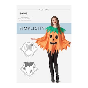 Simplicity Sewing Pattern 9169 10647 Poncho Costume Halloween One Size Adult