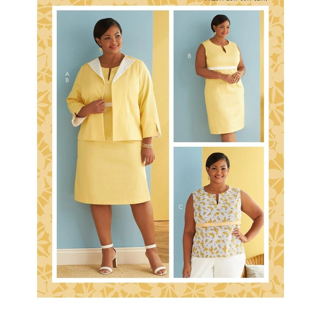 Butterick Sewing Pattern 6822 10954 Dress Jacket Plus Size 26W-32W - Etsy