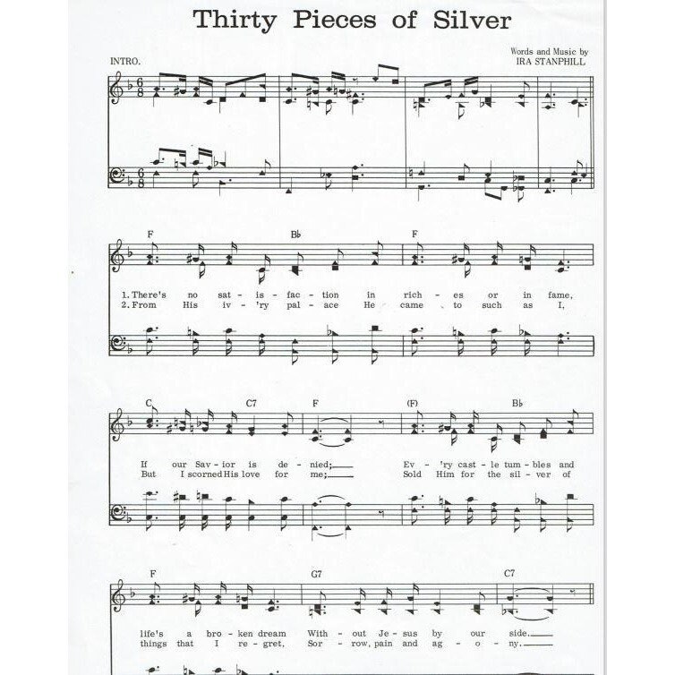 Sheet Music Thirty Pieces of Silver Ira Stanphill Etsy