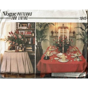 Vogue Sewing Pattern 1845 Tabletop Coverings Napkins