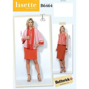 Butterick Sewing Pattern 6464 Banded Jacket Top & Pencil Skirts Misses Size 14-22