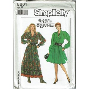 Simplicity Sewing Pattern 8801 Dress Misses Petite Size 12