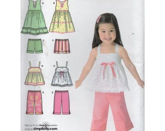 Simplicity Sewing Pattern 4203 Toddlers Dress Top Cropped Pants Shorts Sz 1/2-4