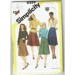Simplicity Sewing Pattern 6359 Skirts Misses Size 10