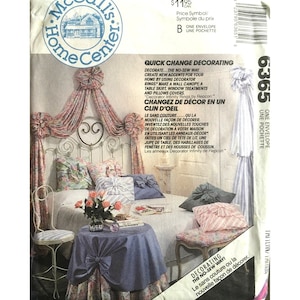 McCall&#39;s Sewing Pattern 6365 Home Decor Rings Canopy Table Skirt Window Treatments Pillow Cover