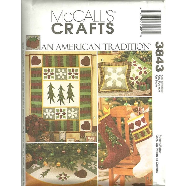 McCall's Sewing Pattern 3843 An American Tradition Applique Quilted Christmas Holiday Wall Hanging Pillows Stocking Tree Skirt