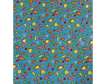 Tutti Fruity Candy Fabric Piece 144" x 44" Blue Yellow Cotton