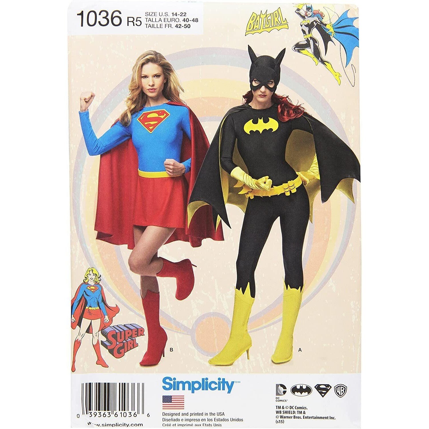Simplicity Sewing Pattern 1036 D0967 Bat Girl or Super Girl Costume Size 6-14