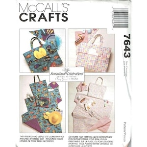 McCalls Sewing Pattern 7643 Tote Reversible Mat Picnic Toys Art Supplies