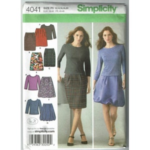 Simplicity Sewing Pattern 4041 Skirts Knit Top Misses Size 12-20