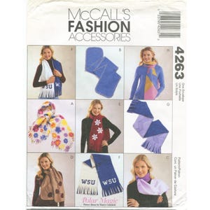 McCalls 4263 Fleece Fashion Scarves Scarfs Easy to Sew Pattern