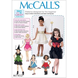 McCall&#39;s Sewing Pattern 7453 Girls Fairy Witch Pirate Angel Costume Dress Size 7-14
