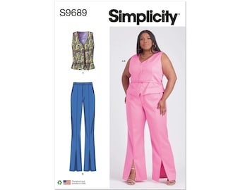 Simplicity S9689 Sewing Pattern Misses Vest Tailored Pants Sizes 20W-28W Plus