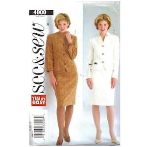 Butterick See and Sew Cartamodello 4000 Misses Giacca Gonna Taglia 8-12