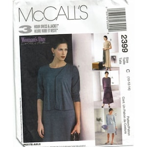 McCalls Sewing Pattern 2399 Dress Jacket Misses Size 10-14