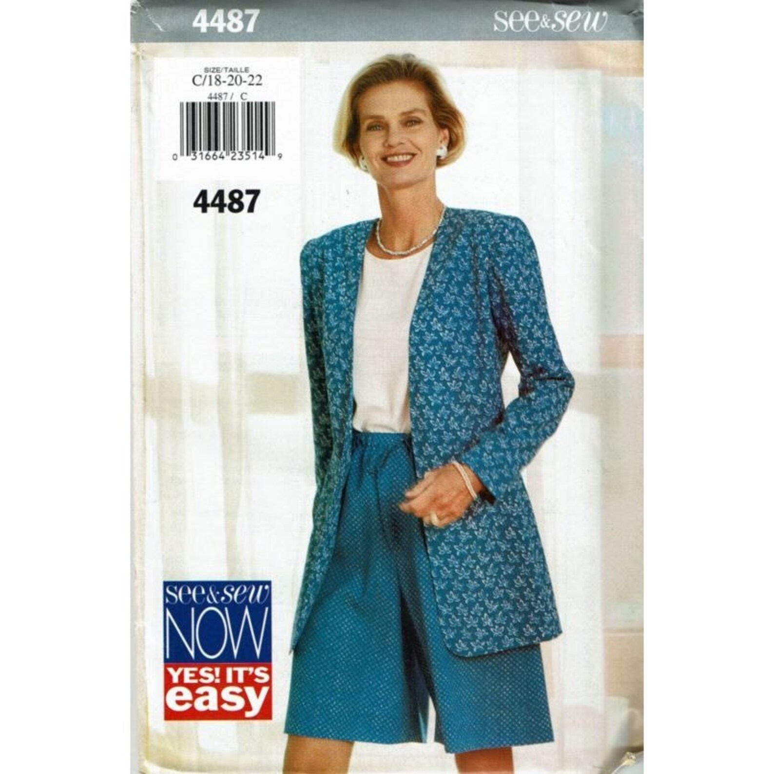 Butterick See and Sew Sewing Pattern 4487 Jacket Shorts Misses Size 18 ...