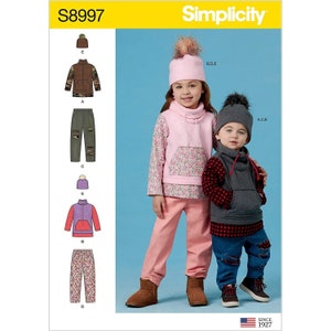 Simplicity Sewing Pattern 8997 10715 Toddlers Pants Knit Top Hat Size 1/2-3
