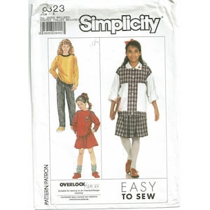 Simplicity Sewing Pattern 9323 Pull On Pants Shorts Jacket Top Girls Size 8-14