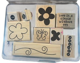 Stampin' Up! 'Love is a Circle' Wood Mounted Rubber Stamp Set Floral Sentiment
