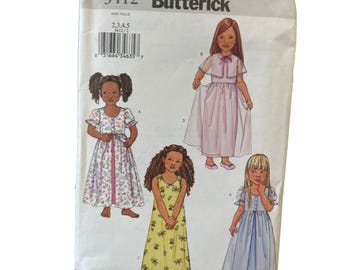 Butterick Sewing Pattern 3412 Pajamas Robe Capelet Gown Girls Size 2-5