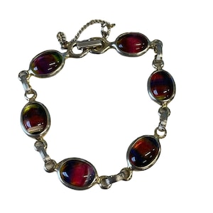 Sarah Coventry Gold Tone Multi-Color Cabochon Link Bracelet