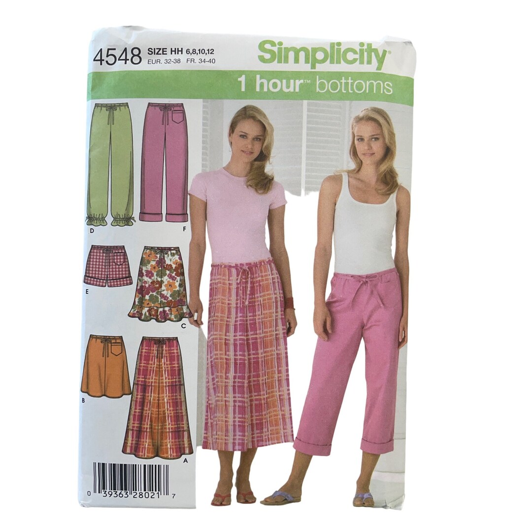 Simplicity Sewing Pattern 4548 Pants Shorts Skirts Misses Size 6-12 - Etsy