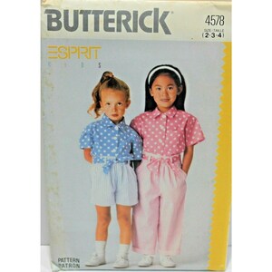 Butterick Sewing Pattern 4578 Girls Shirt Sash Shorts Pants Size 2 3 4