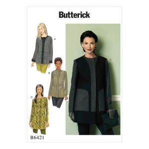Butterick Sewing Pattern 6421 Collar & Collarless Paneled Coats Size 14-22