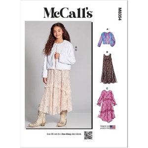 McCalls Sewing Pattern 8354 11624 Dress Slip Dress Jacket Girls Size 7-14