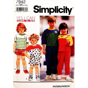 Simplicity Symönster 7942 Byxor Shorts Topp Barnstorlek 5-6X