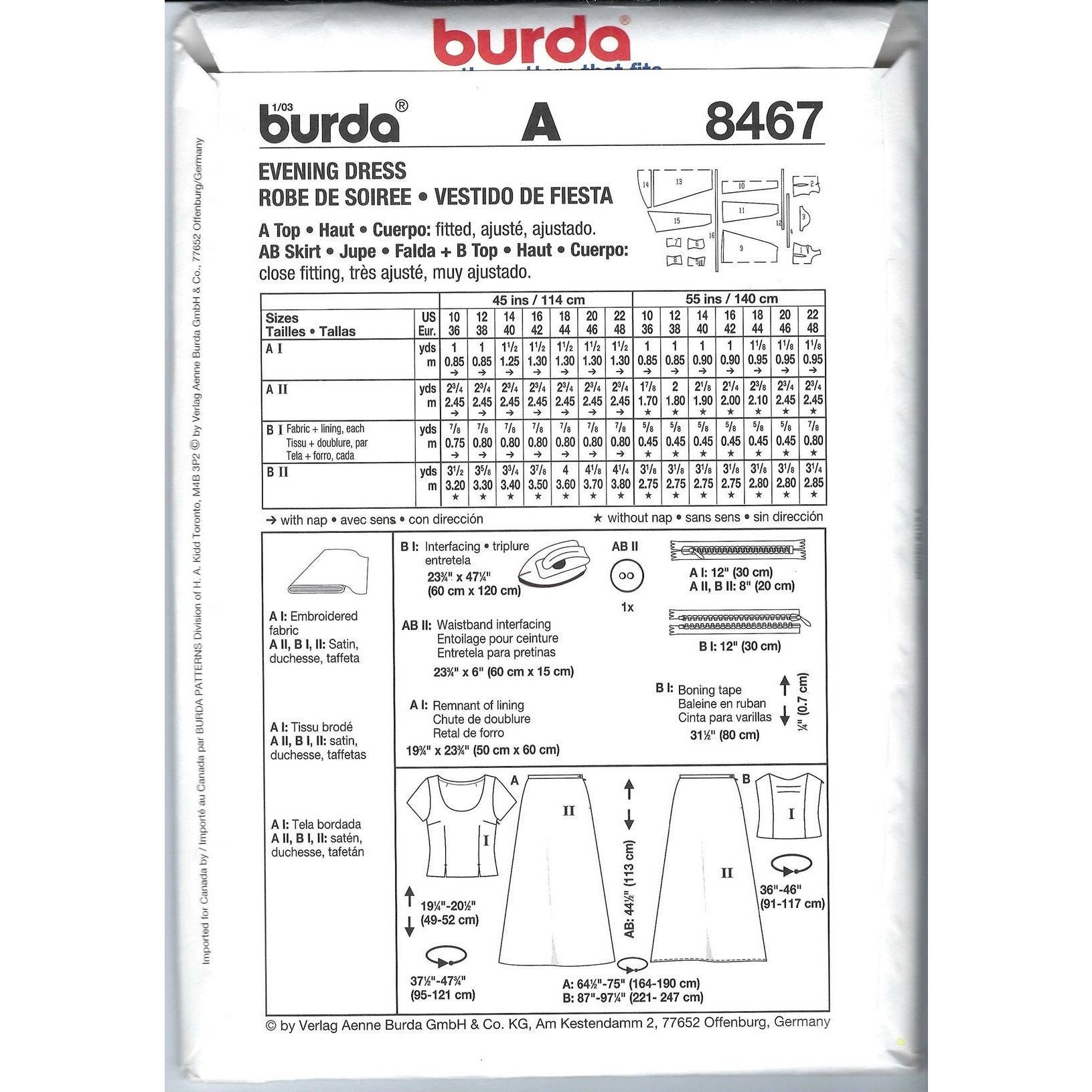 Burda Sewing Pattern 8467 Evening Dress Gown Misses Size 10-22 - Etsy UK