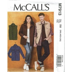 McCalls Patrón de costura 7913 chaqueta de adulto chaleco talla S-L