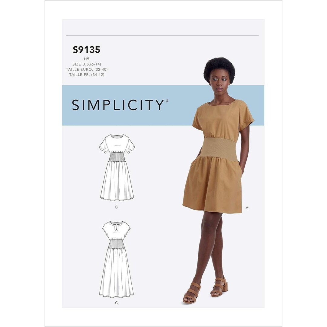 Simplicity Sewing Pattern S9135 Dress With Knit Midriff Misses Size 6 ...