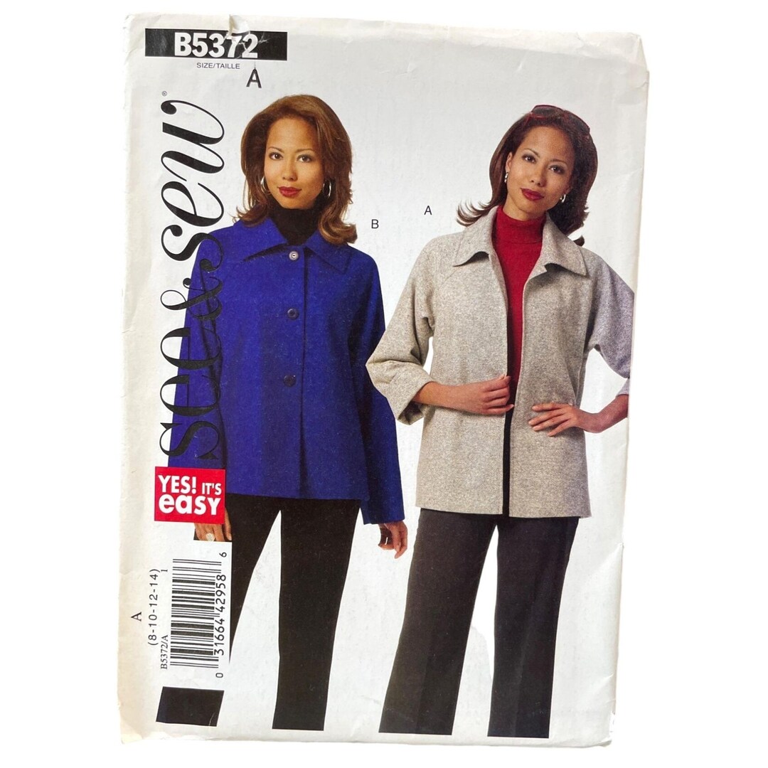 Butterick See and Sew Sewing Pattern 5372 Coat Jacket Misses Size 8-14 ...