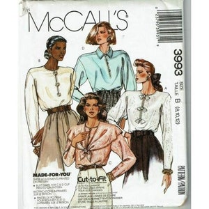 McCalls Sewing Pattern 3993 Misses Blouse Size 8 10 12 VTG