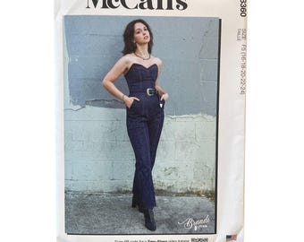 Cartamodello McCall's per donna, taglie 16-24, modello M8360, tuta intera senza spalline, bustier, gamba larga, F5