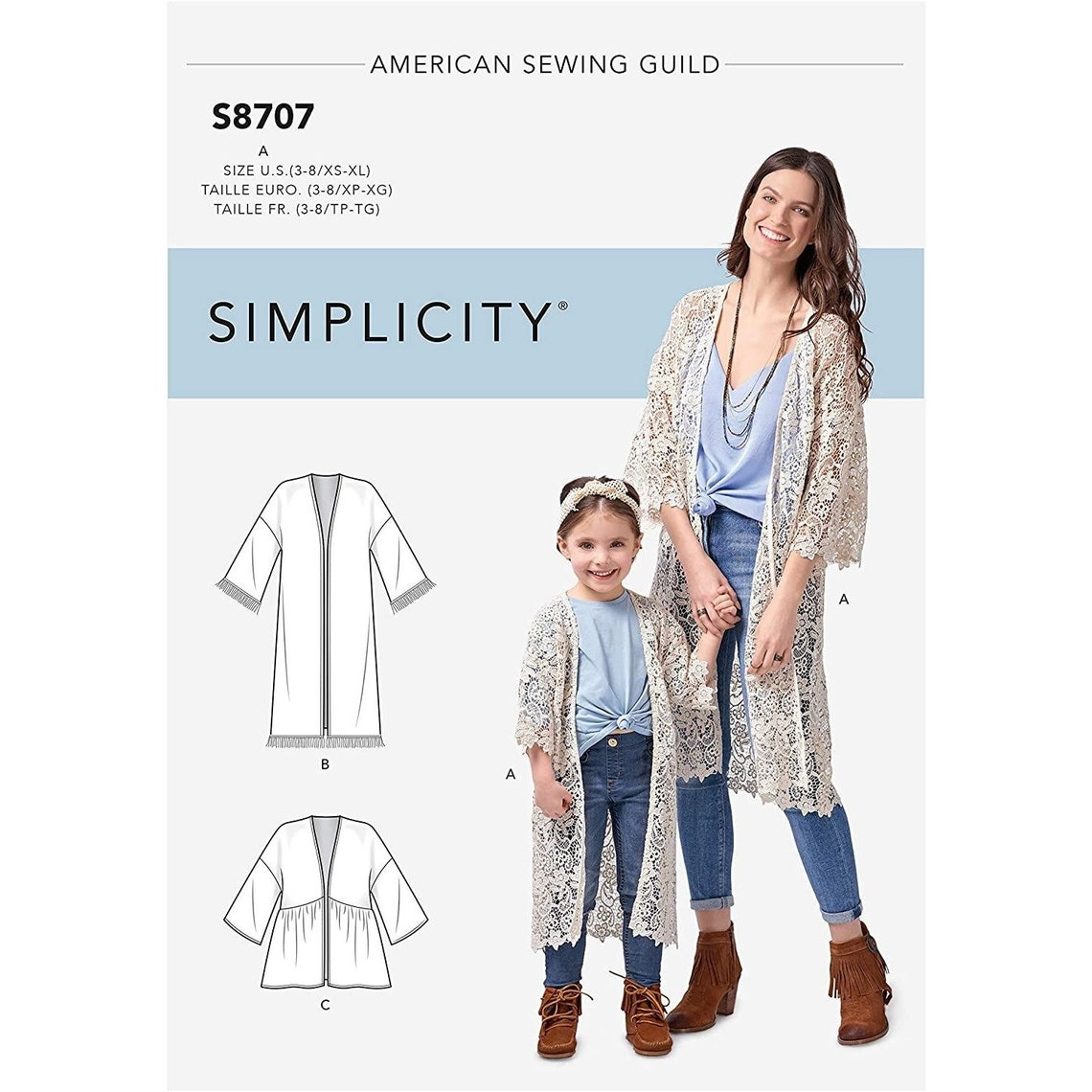 Simplicity Sewing Pattern 8707 Misses Childs Kimono Size XS-XL image 1