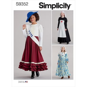 Simplicity Sewing Pattern 9352 R11158 Costumes Historical Girls Size 7-14 UNCUT