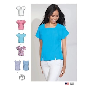 Simplicity S8883 Sewing Pattern Miss Shirt Top Neckline Sleeve Options Sz 16-24