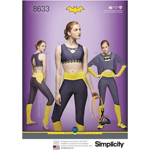 Simplicity Sewing Pattern 8633 0950 Batgirl Knit Sports Bra Top Leggings Size XS-XL