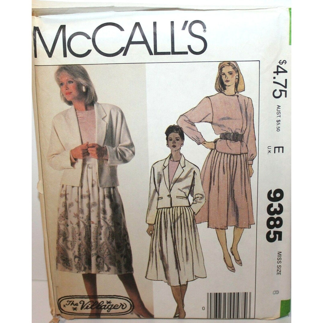 Mccalls Sewing Pattern 9385 Misses Jacket Blouse Skirt Size 8 - Etsy