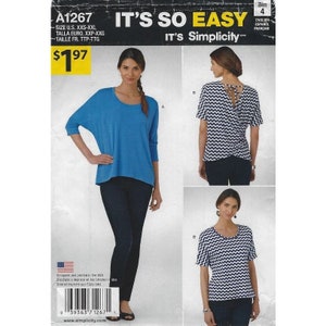 Simplicity Sewing Pattern 1267 Top Shirt Knits Misses Size XXS-XXL